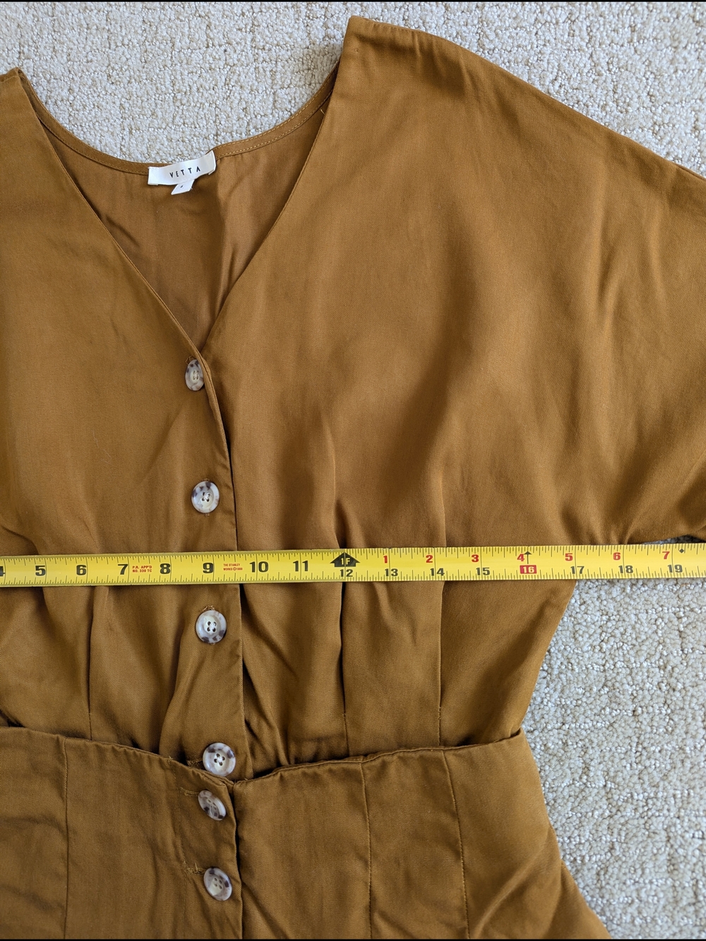 Button-Front Wide Leg Jumpsuit in Mustard - Picture 9 of 14